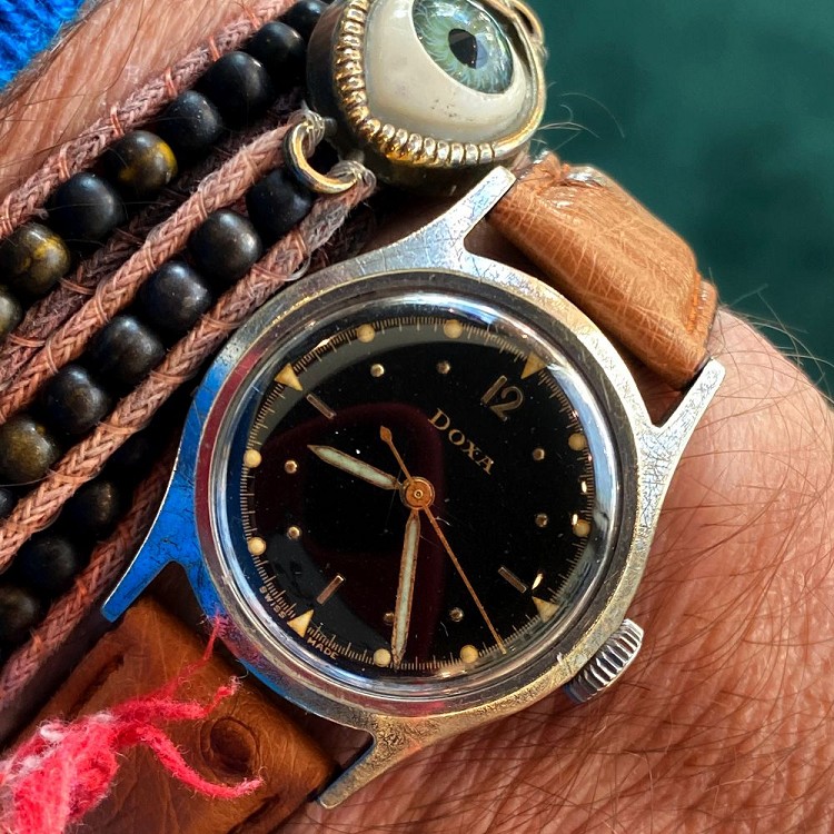 doxa vintage watch textile strap